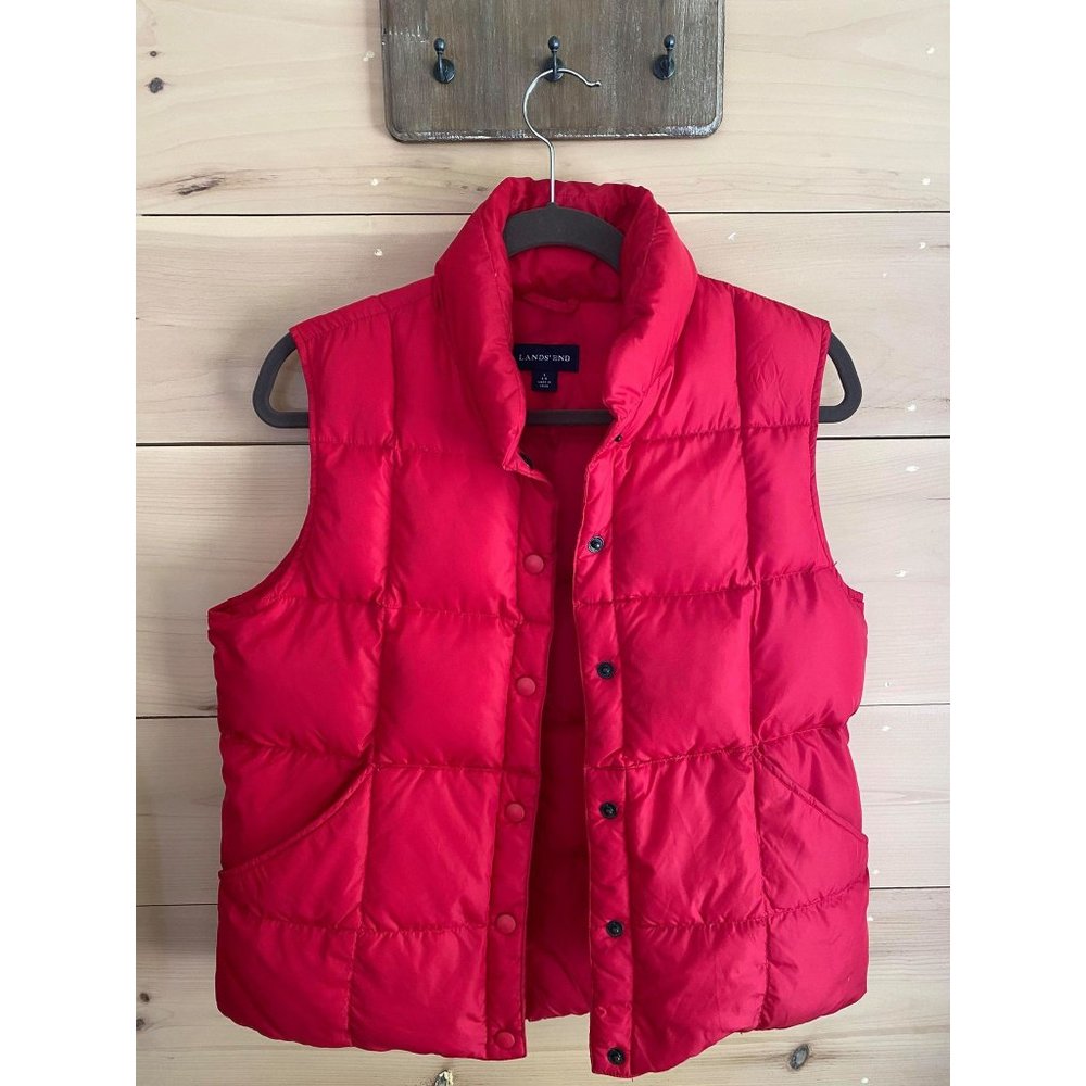 Lands' End Puffer Vest Red Small 6-8